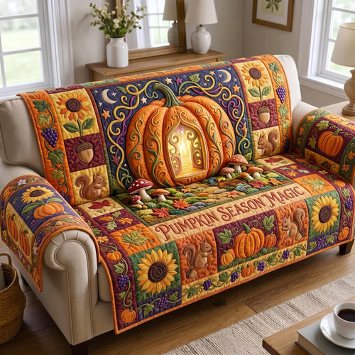 Pumpkin Patch Quilted Sofa Cover GFTONMU939