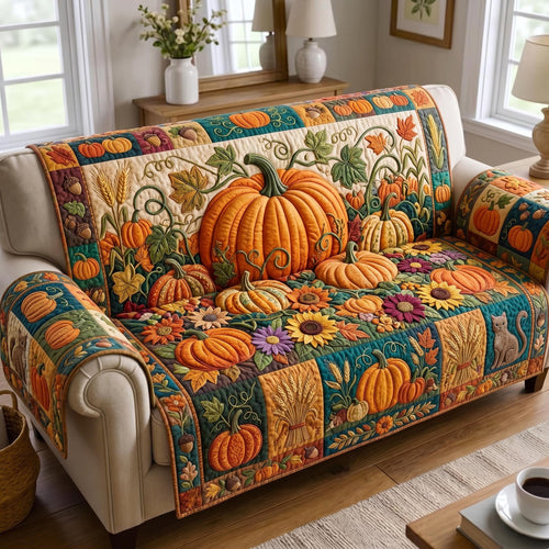 Pumpkin Patch Quilted Sofa Cover GFTONMU942