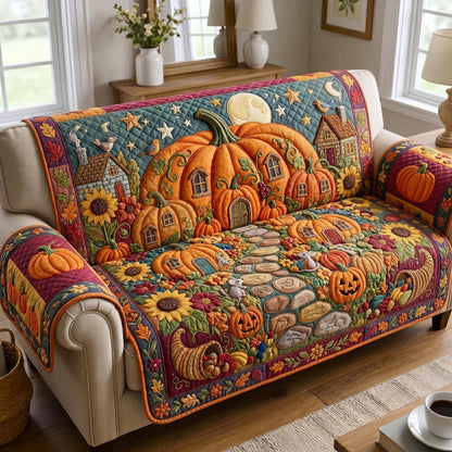 Pumpkin Patch Quilted Sofa Cover GFTONMU943