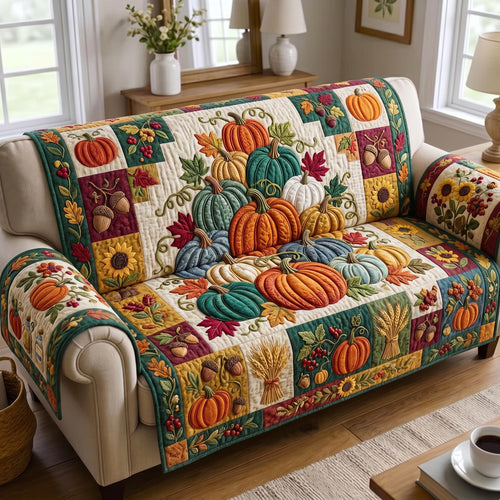 Pumpkin Patch Quilted Sofa Cover GFTONMU944