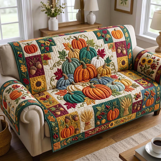 Pumpkin Patch Quilted Sofa Cover GFTONMU944