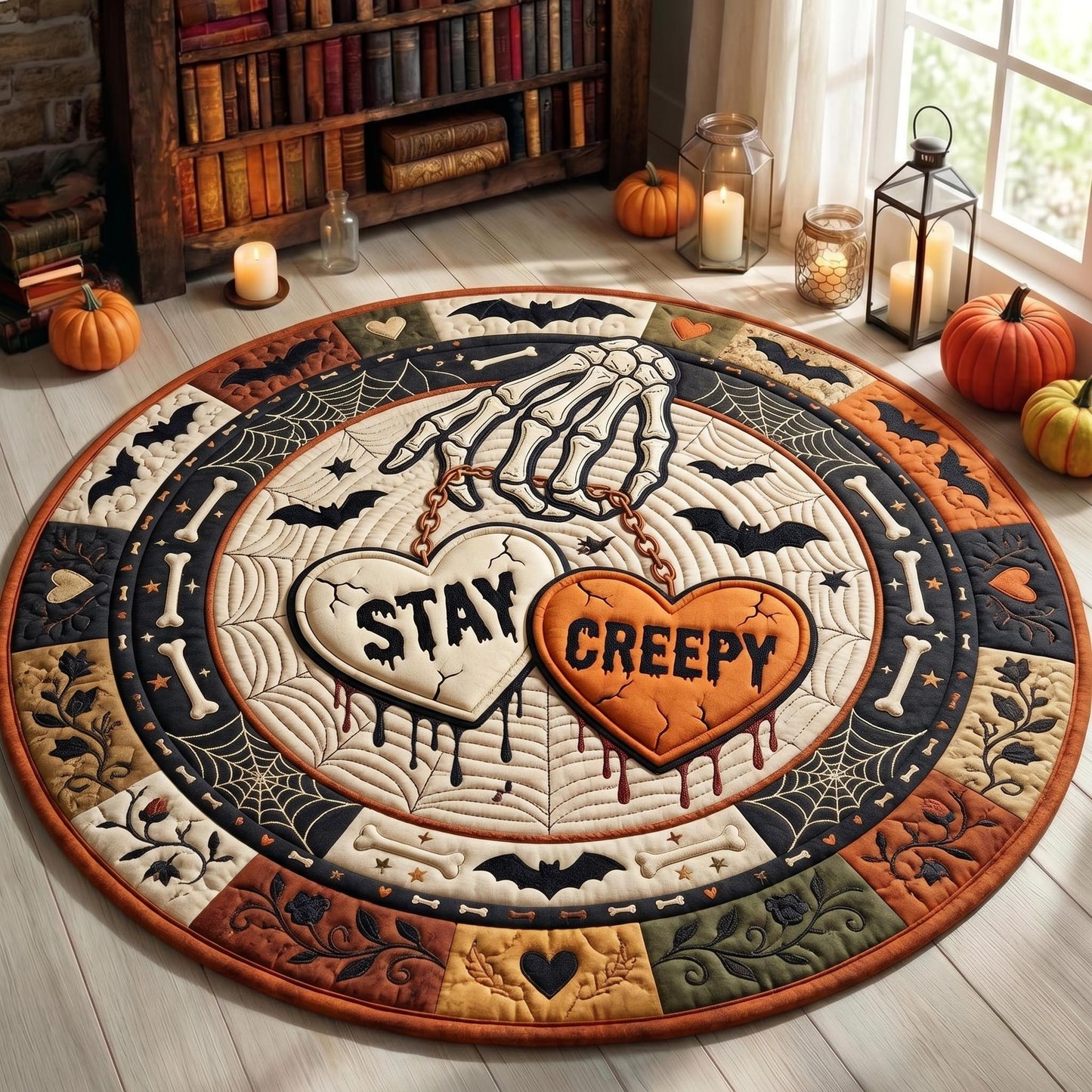 Stay Creepy Quilted Round Mat GFTONMU982