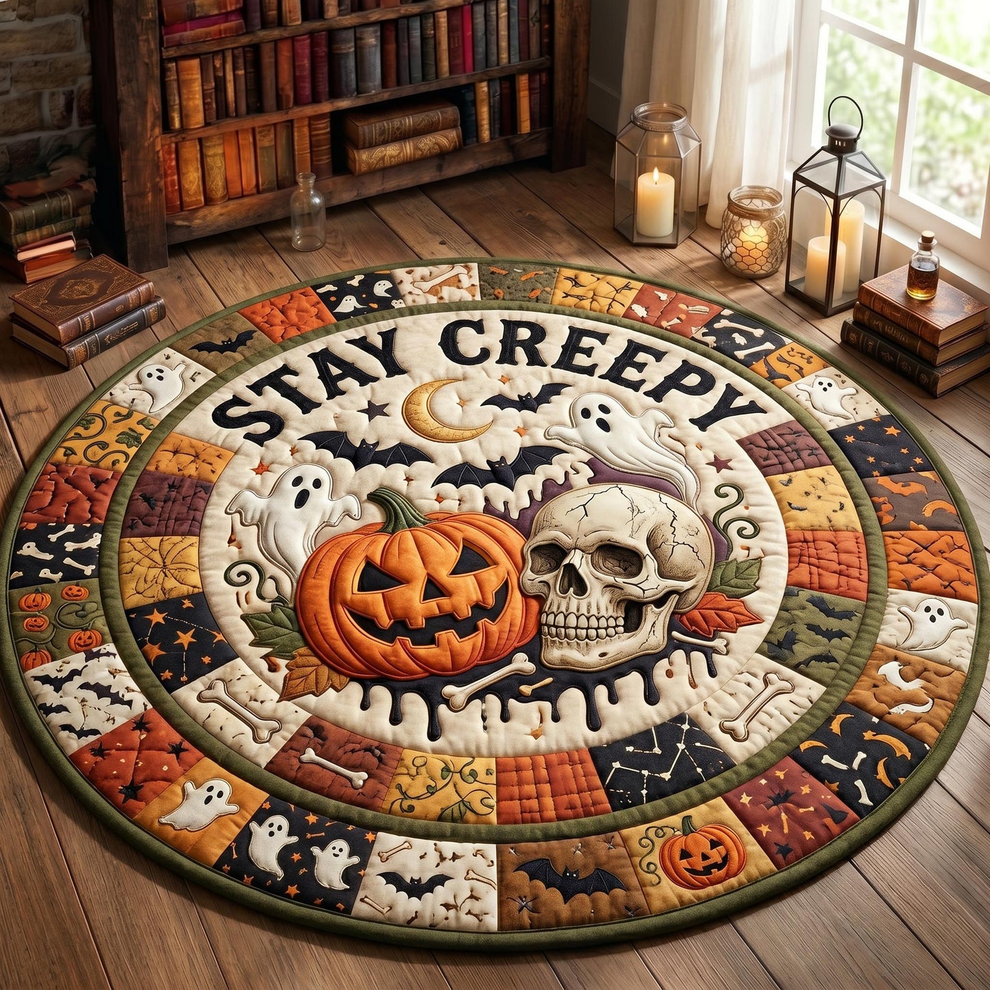 Stay Creepy Quilted Round Mat GFTONMU986