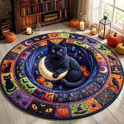 Black Cat Quilted Round Mat GFTONMU989