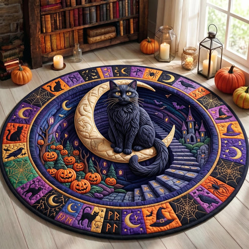Black Cat Quilted Round Mat GFTONMU990