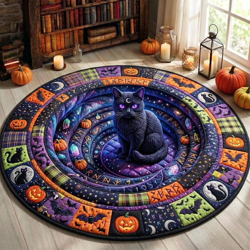 Black Cat Quilted Round Mat GFTONMU991