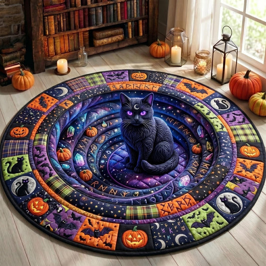 Black Cat Quilted Round Mat GFTONMU991