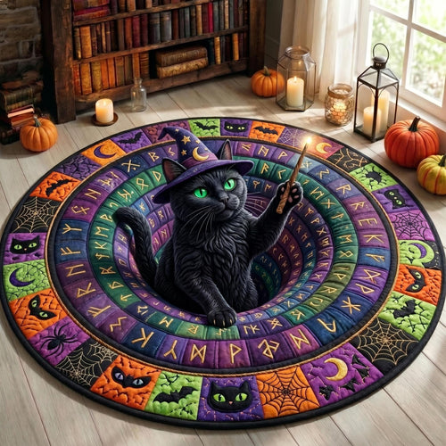 Black Cat Quilted Round Mat GFTONMU992