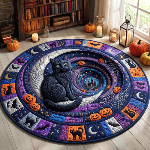 Black Cat Quilted Round Mat GFTONMU994