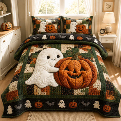 Pumpkin Whimsy 3-Piece Quilted Bedding Set GFTONPT004