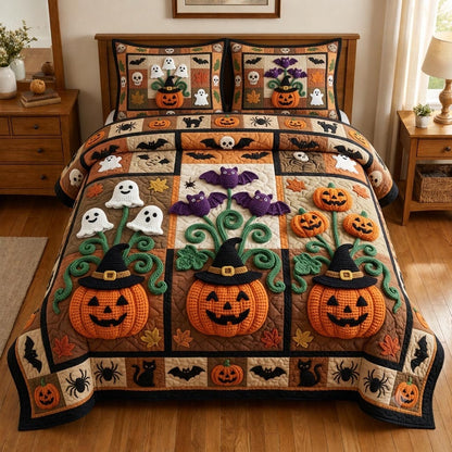 Pumpkin Garden 3-Piece Quilted Bedding Set GFTONPT007