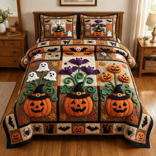 Pumpkin Garden 3-Piece Quilted Bedding Set GFTONPT007