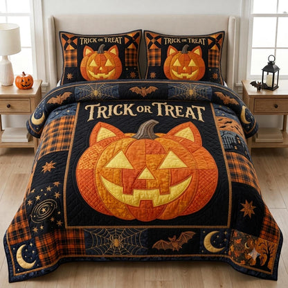Pumpkin Night 3-Piece Quilted Bedding Set GFTONPT011