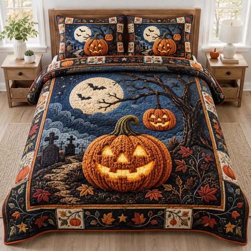 Moonlit Pumpkin 3-Piece Quilted Bedding Set GFTONPT012