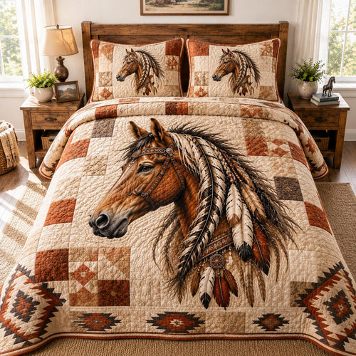 Desert Horse 3-Piece Quilted Bedding Set GFTONPT016