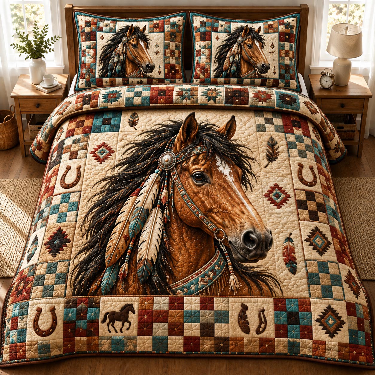 Prairie Warrior 3-Piece Quilted Bedding Set GFTONPT018