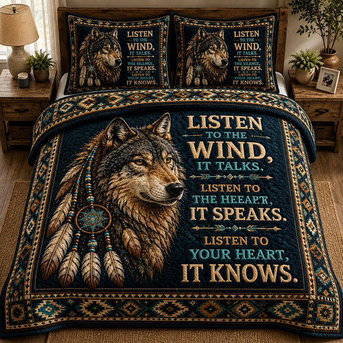Whispering Wolf 3-Piece Quilted Bedding Set GFTONPT022