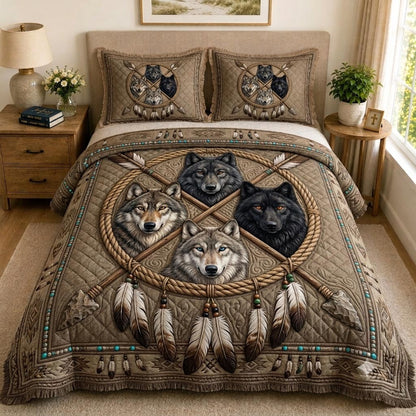 Wolf Circle 3-Piece Quilted Bedding Set GFTONPT023