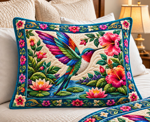 Jeweled Hummingbird Water Garden Bedding Pillow Case GFTONPT1001 C1