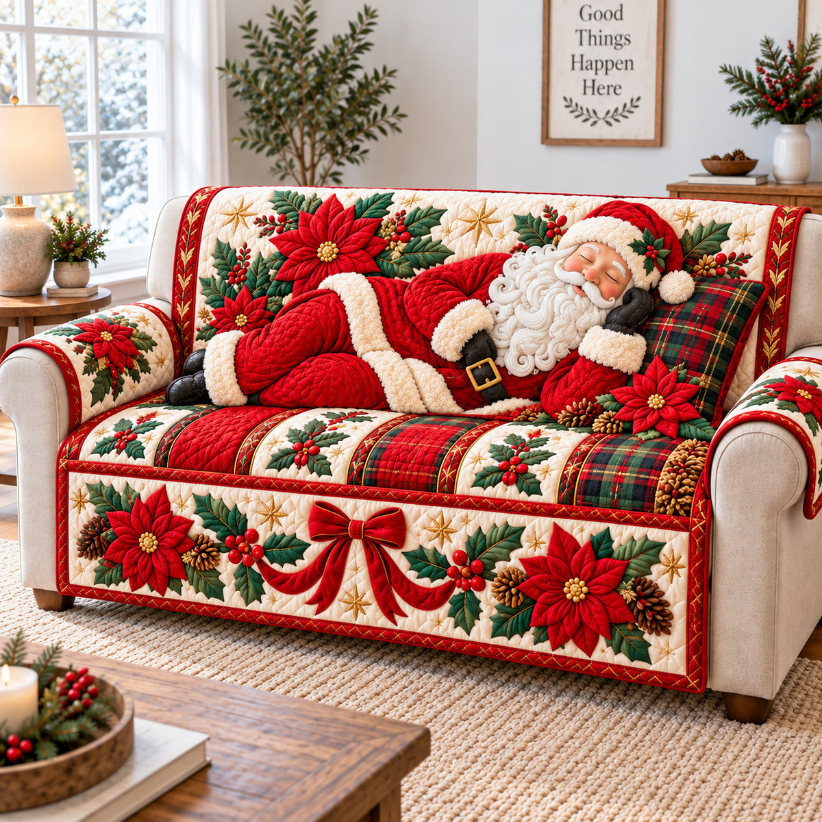 Santa North Sleep Quilted Sofa Cover GFTONPT1003