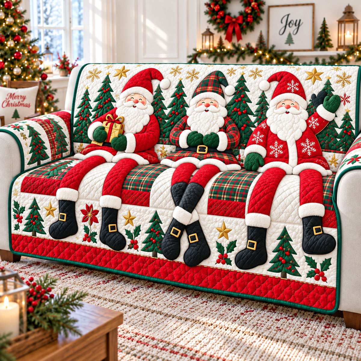 Long Legs Santa Quilted Sofa Cover GFTONPT1004
