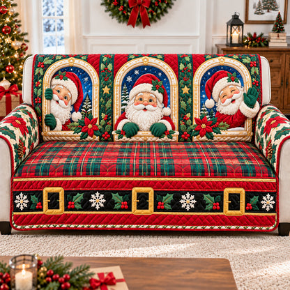 Santa Claus Window Quilted Sofa Cover GFTONPT1005