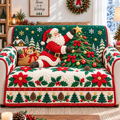 Santa Christmas Joy Quilted Sofa Cover GFTONPT1007