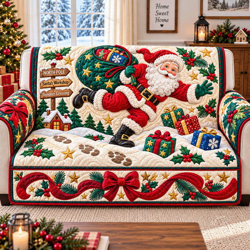 Santa Holiday Wishes Quilted Sofa Cover GFTONPT1008