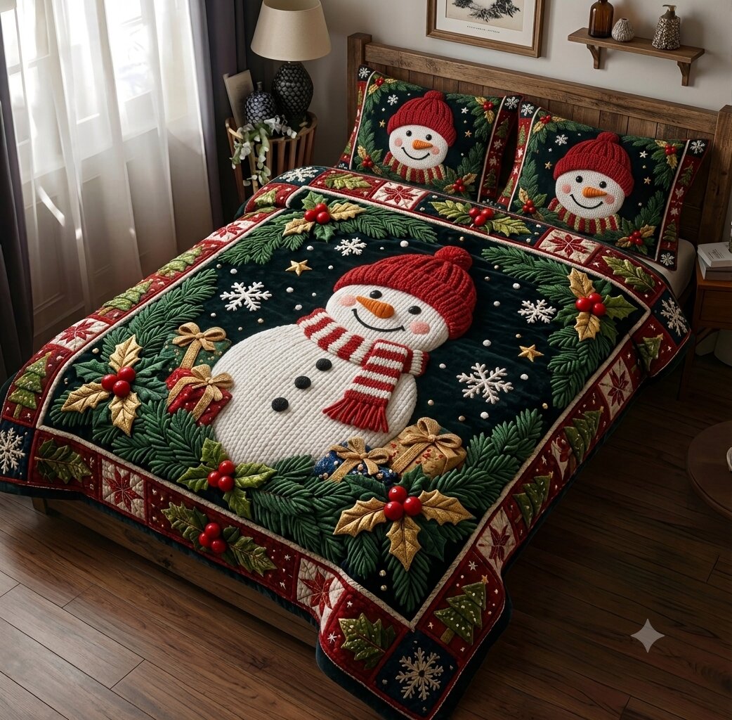 Frosty Cheer 3-Piece Quilted Bedding Set GFTONPT104