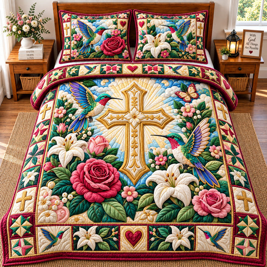 Amazing Grace 3-Piece Quilted Bedding Set GFTONPT1046