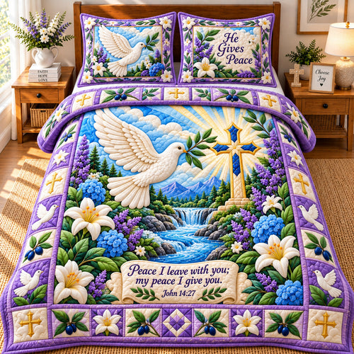 Christian Garden 3-Piece Quilted Bedding Set GFTONPT1048