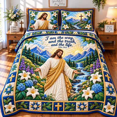 Peaceful Christian 3-Piece Quilted Bedding Set GFTONPT1050