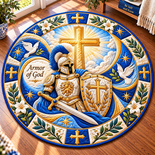 Armor Of God Light Quilted Round Mat GFTONPT1054