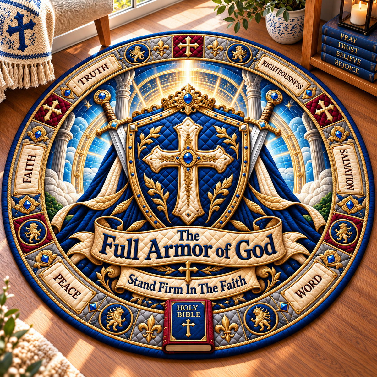 Armor Of God Heaven Quilted Round Mat GFTONPT1055