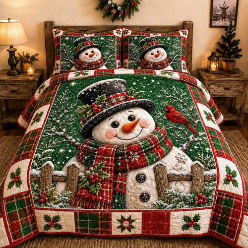 Jolly Snowman 3-Piece Quilted Bedding Set GFTONPT106