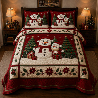 Snowman Bliss 3-Piece Quilted Bedding Set GFTONPT108