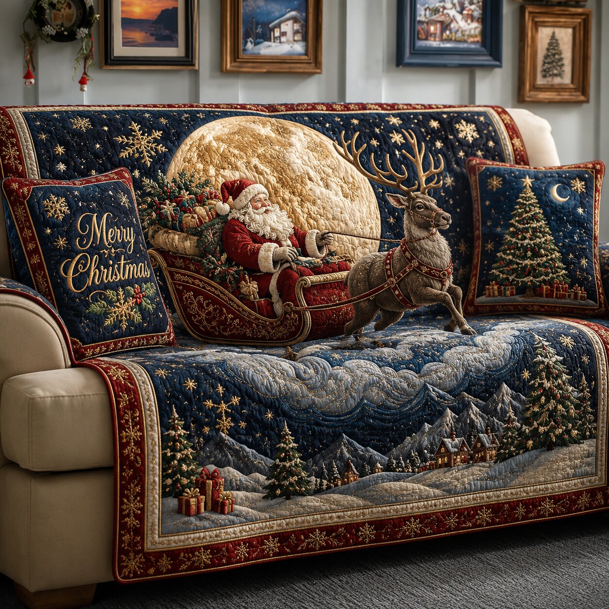 Santa Claus Quilted Sofa Cover GFTONPT109