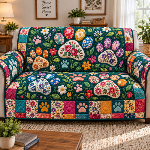 Paw Print Love Quilted Sofa Cover GFTONPT1095