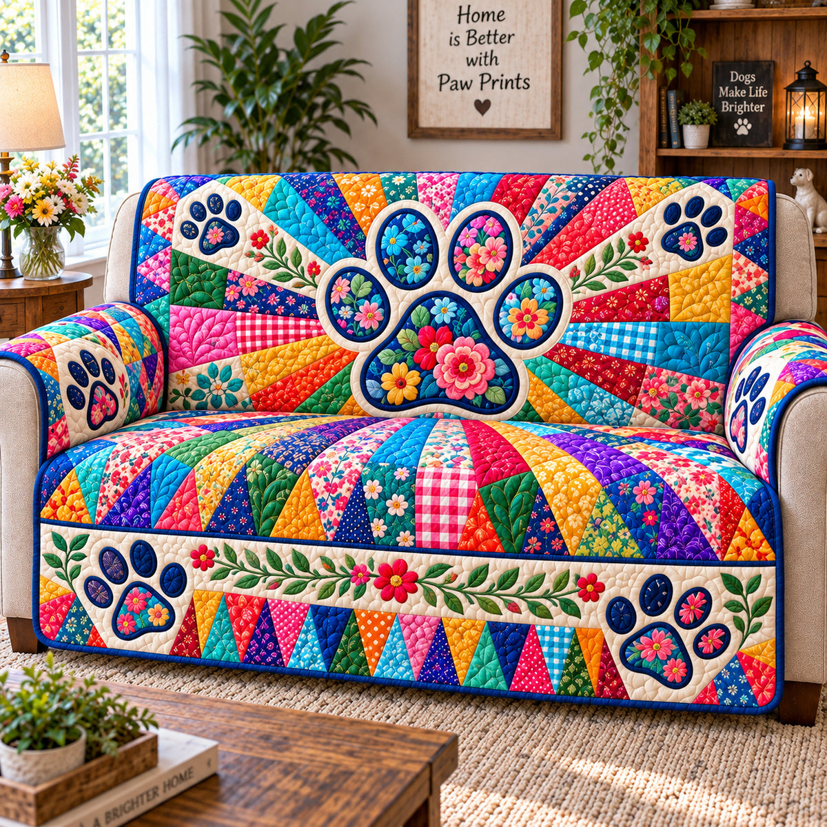 Paw Happy Trails Quilted Sofa Cover GFTONPT1096