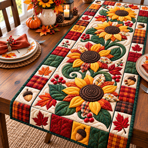 Autum Vibe Sunflower Quilted Table Runner GFTONPT1145