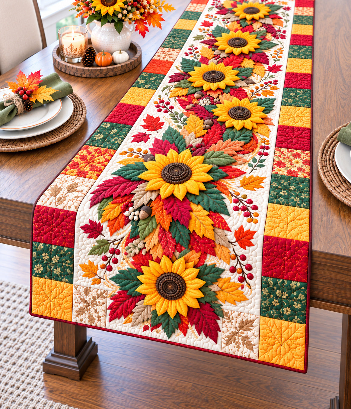 Autum Sunflower Quilted Table Runner GFTONPT1147