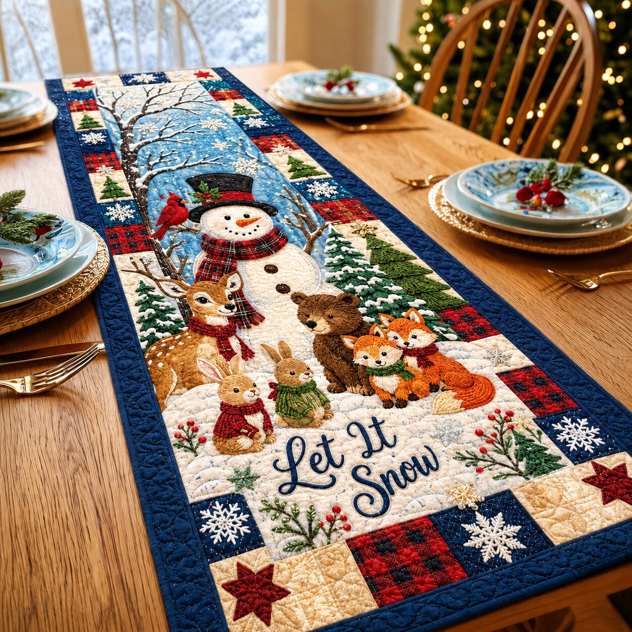 Snowman Wishes Quilted Table Runner GFTONPT117