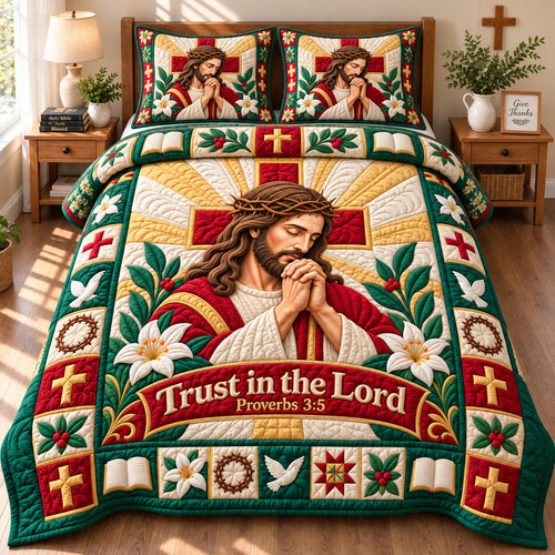 Jesus In Prayer 3-Piece Quilted Bedding Set GFTONPT1186