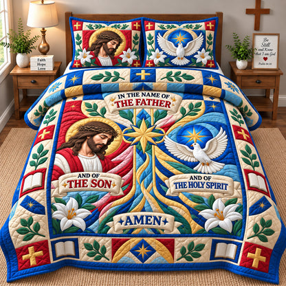 Cross Bible Verse 3-Piece Quilted Bedding Set GFTONPT1188