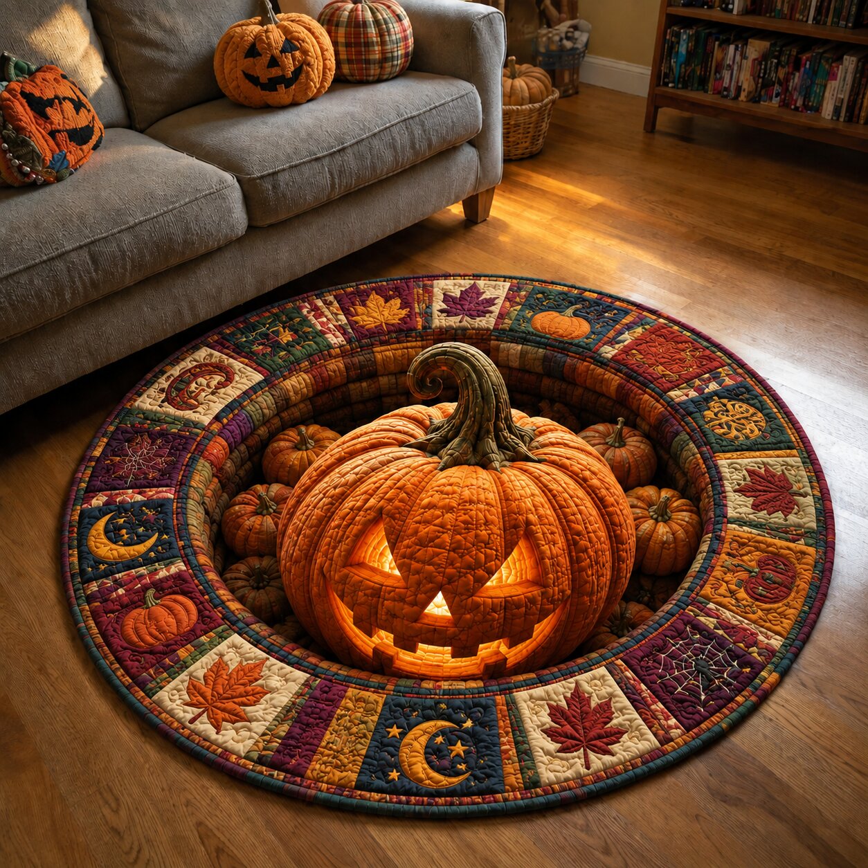 Pumpkin Cheer Quilted Round Mat GFTONPT123