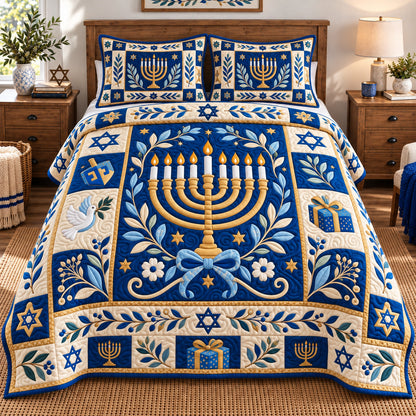 Hanukkah Festival 3-Piece Quilted Bedding Set GFTONPT1232