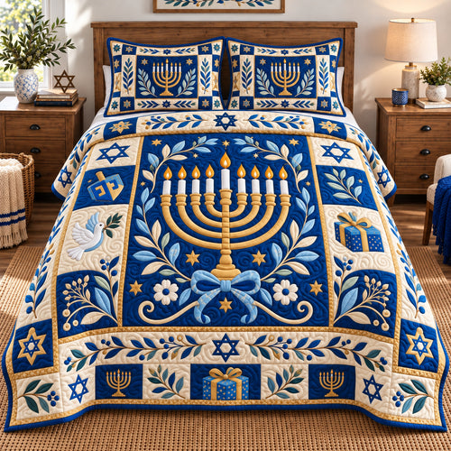 Hanukkah Festival 3-Piece Quilted Bedding Set GFTONPT1232