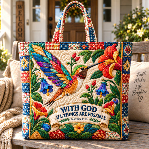 Hummingbird Garden Quilted Tote Bag GFTONPT1238