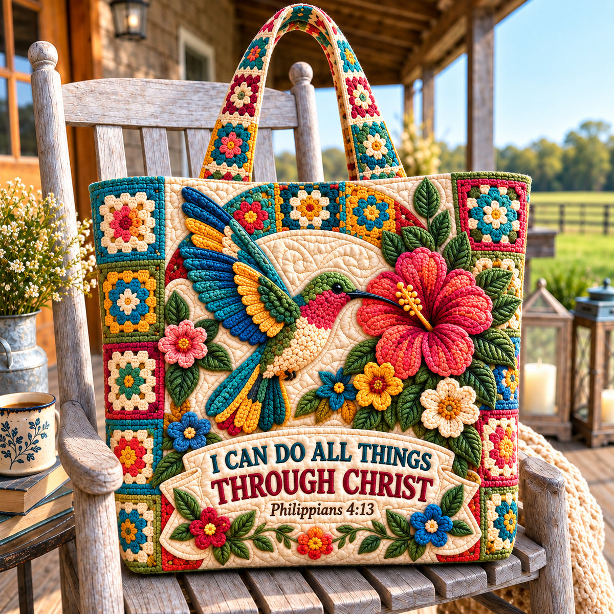 Hummingbird Grace Quilted Tote Bag GFTONPT1239