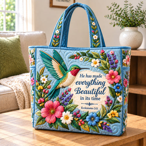 Hummingbird Blossom Quilted Tote Bag GFTONPT1240